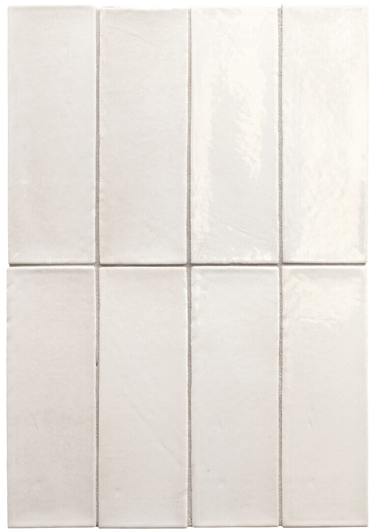 Soft white glazed square tiles with subtle tonal variation, Cerastone Sydney
