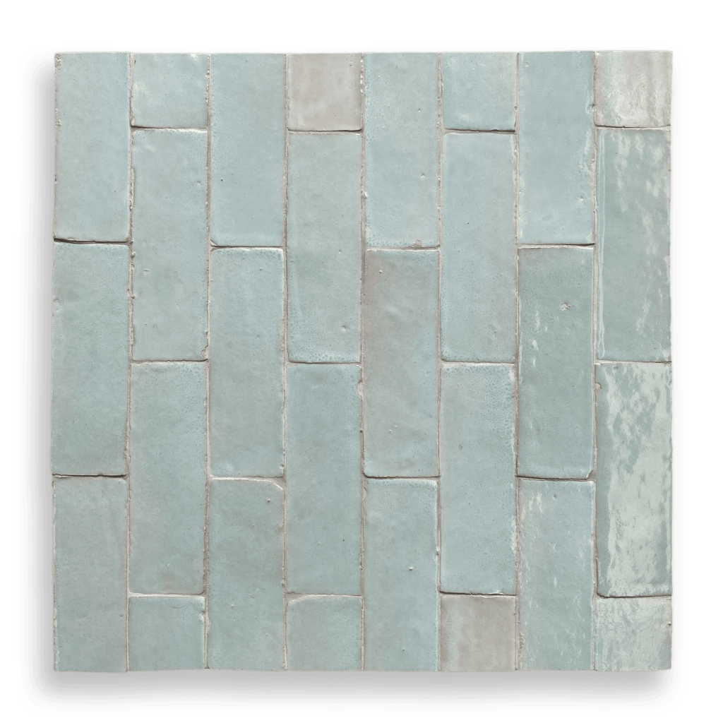 Aqua Handmade Moroccan Bejmat Tile featuring soft coastal blue tones and authentic handcrafted variation.
