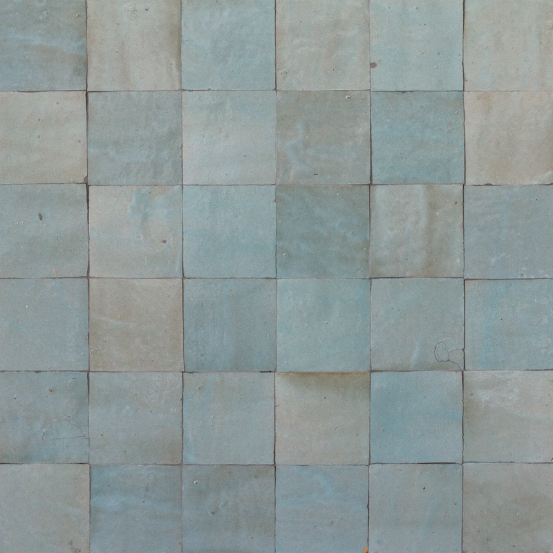 Aqua Handmade Moroccan Zellige Tile in 100x100 format featuring soft coastal blue tones and handcrafted Moroccan character.