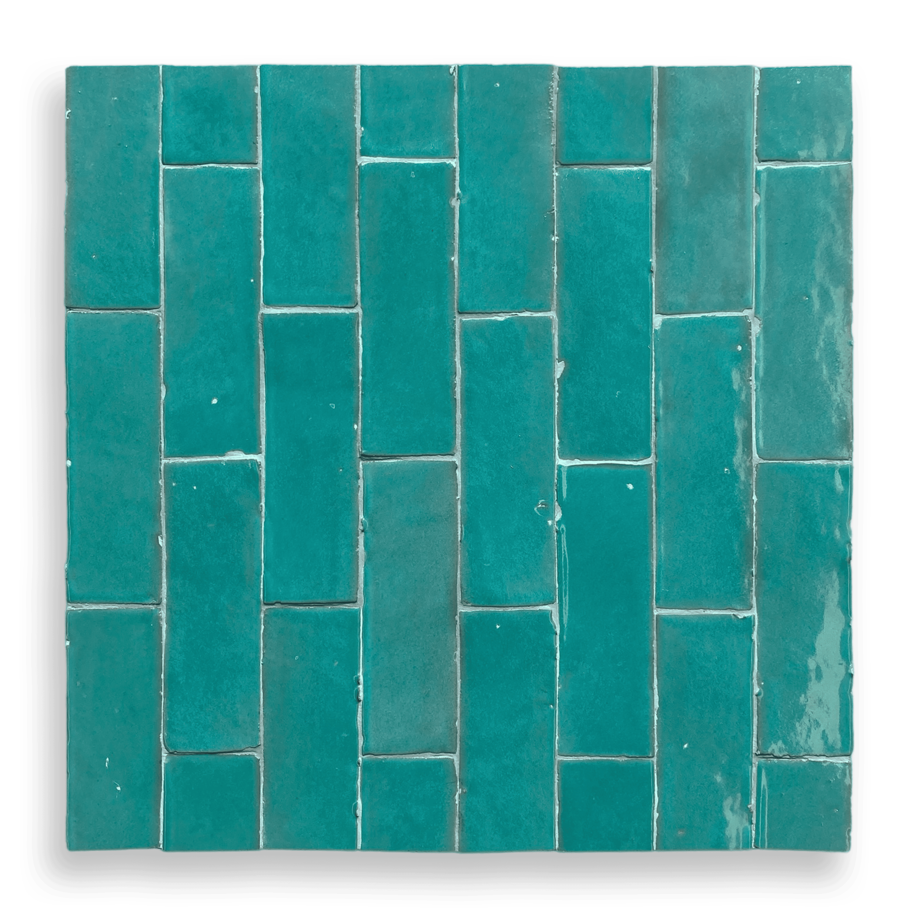 Jade Green Handmade Moroccan Bejmat Tile featuring vibrant green tones and authentic handcrafted variation.
