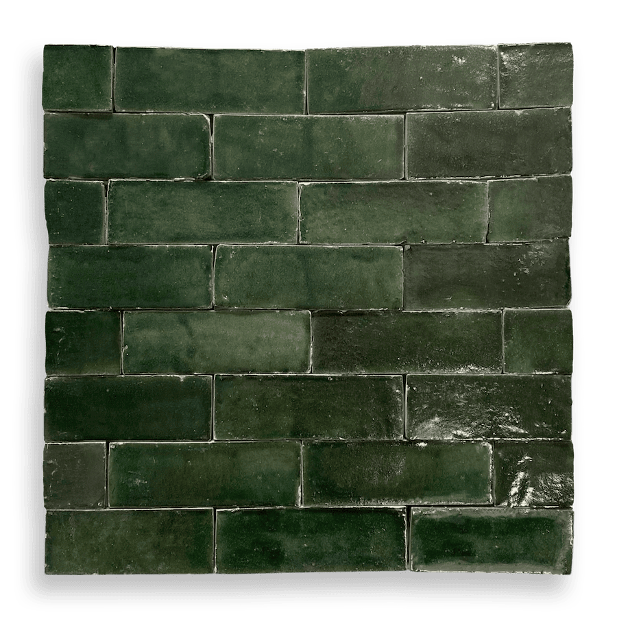 Moss Handmade Moroccan Bejmat Tile featuring rich earthy green tones and traditional Moroccan craftsmanship.