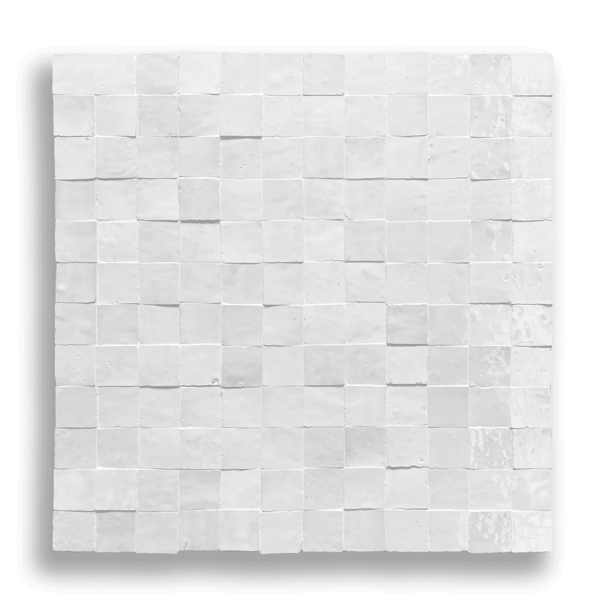 Pure White Handmade Moroccan Mosaic Tile featuring authentic handcrafted variation and soft white tones.