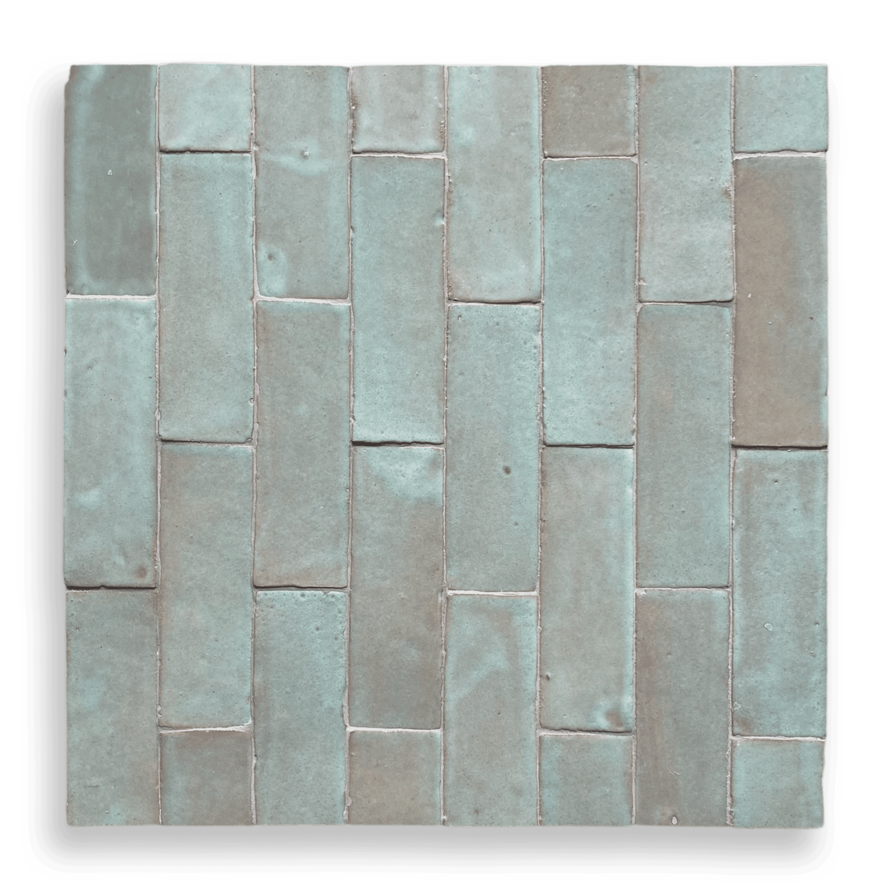 Sage Green Handmade Moroccan Bejmat Tile featuring soft green tones and authentic handcrafted variation.