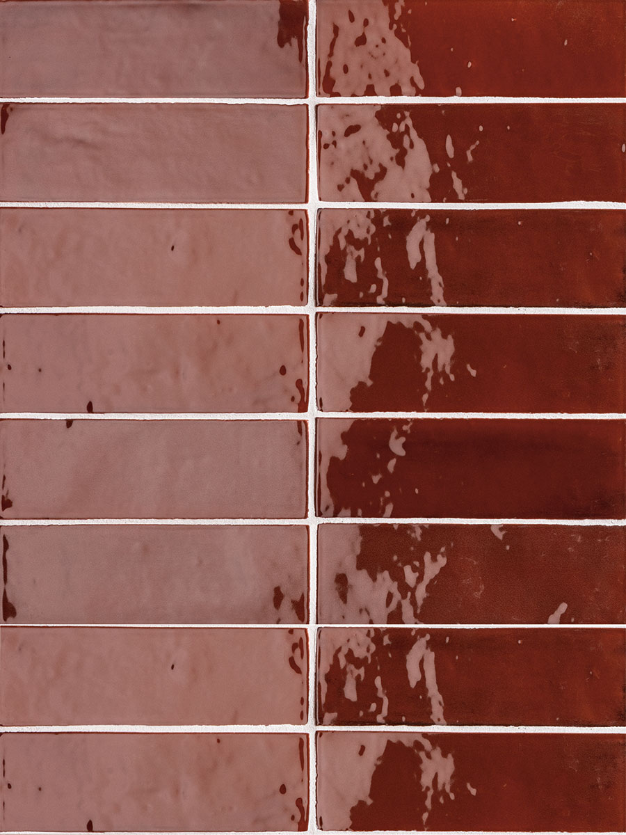 SARTI gloss porcelain brick tiles in soft contemporary colours for bathrooms and kitchen splashbacks.